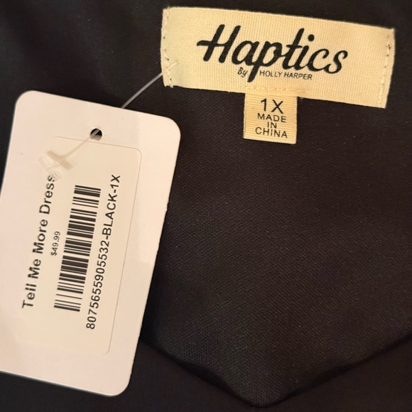 Haptics Long Sleeve Black Smocked Waist Ruffle Dress – Size 1X – NWT - Picture 4 of 5